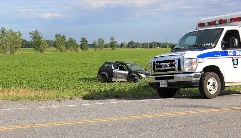 One of the cars involved in the accident was in the middle of the field.