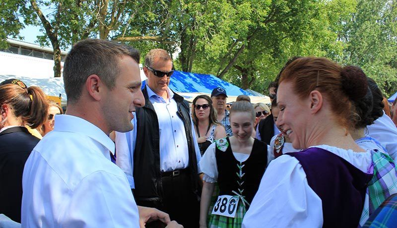 Glengarry-Prescott-Russell MP Francis Drouin walked along with PM Trudeau throughout the fair ground. (Photo credit : Maxime Myre)