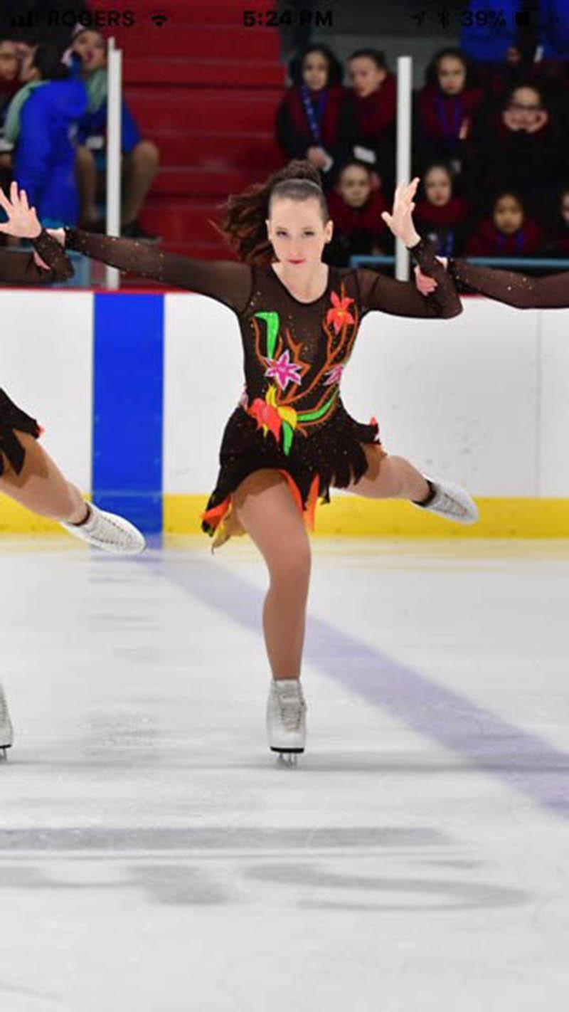15-year-old VCI student competing at national synchronized skating competition