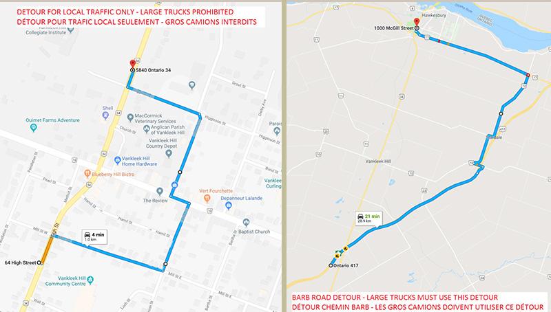 Vankleek Hill’s main intersection closed for two weeks; detours will be in place