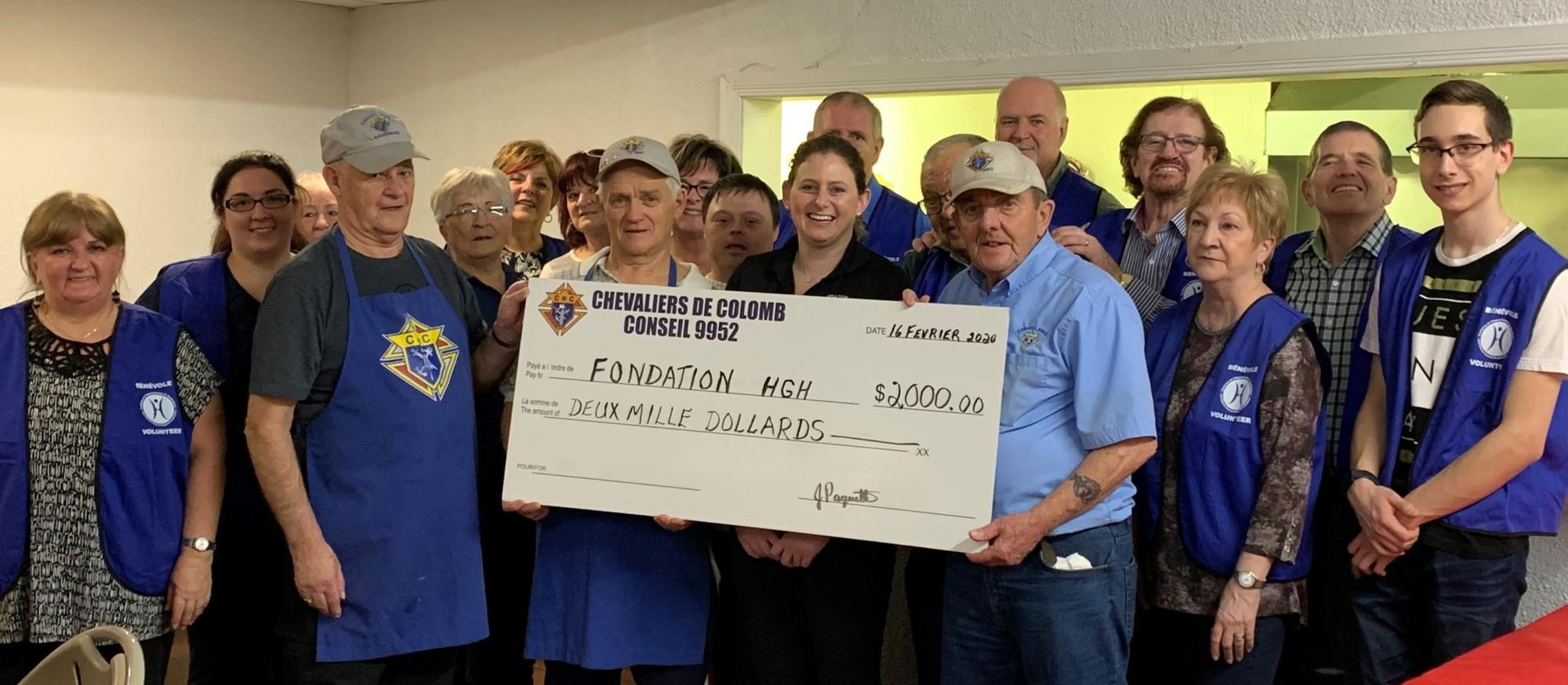 The Knights of Columbus support HGH Foundation with $2,000 donation
