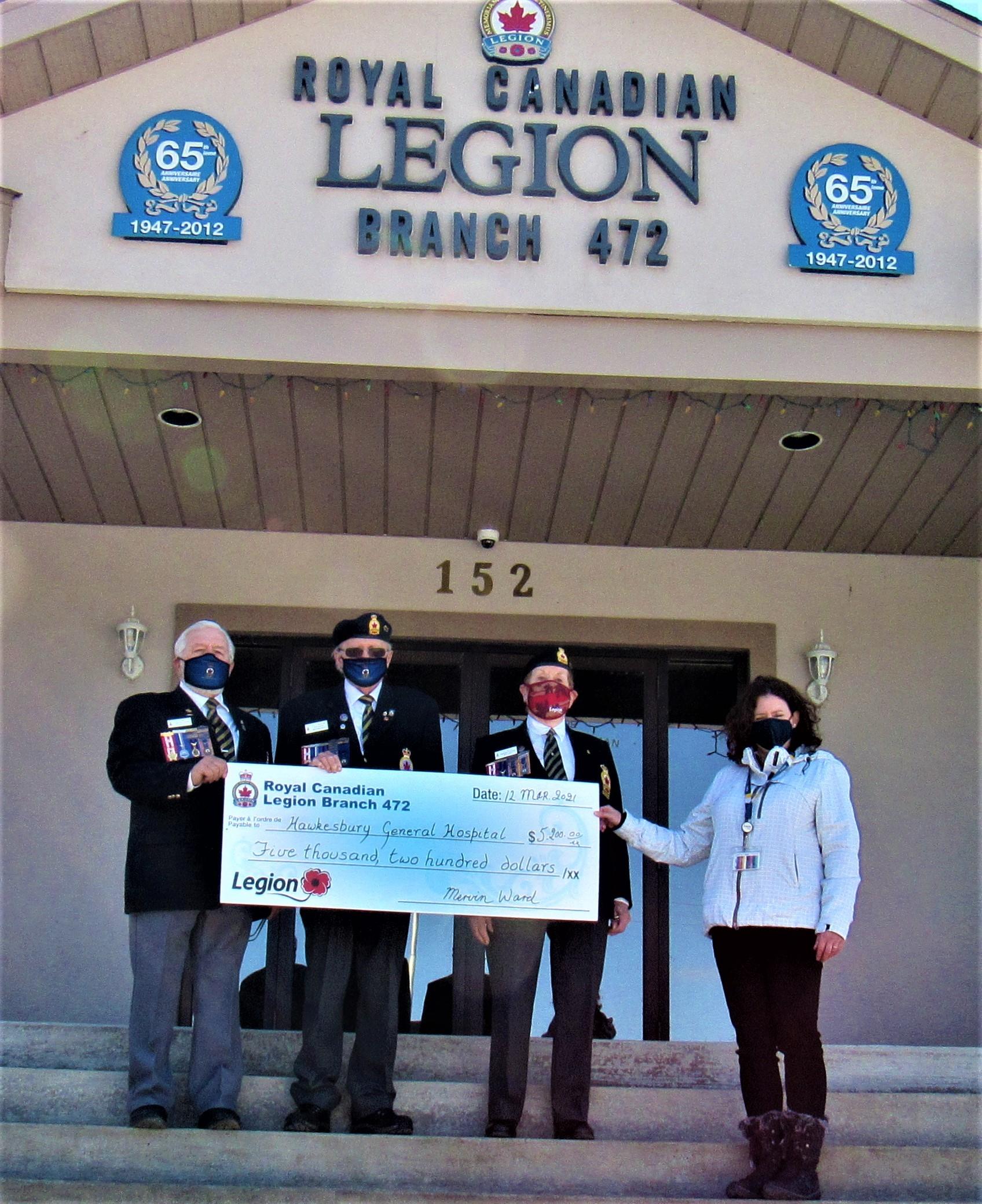 Royal Canadian Legion Ontario and Ladies’ Auxiliaries donate $5,200 for HGH orthopedic program