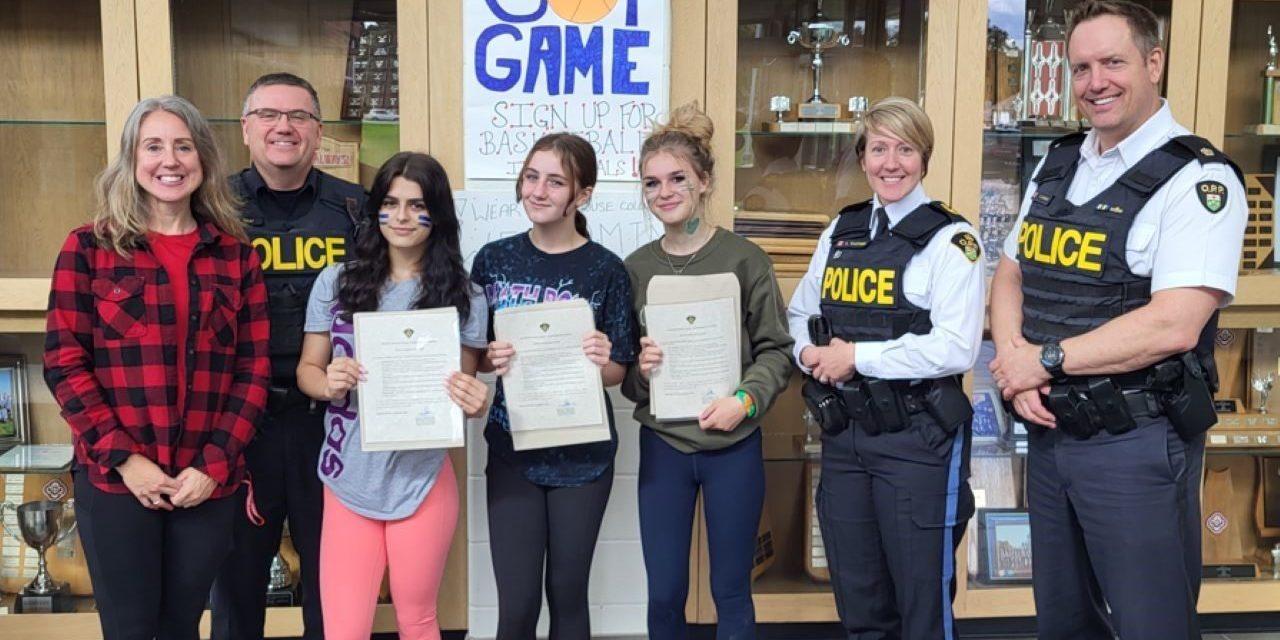 Hawkesbury OPP recognizes three VCI students for conflict resolution