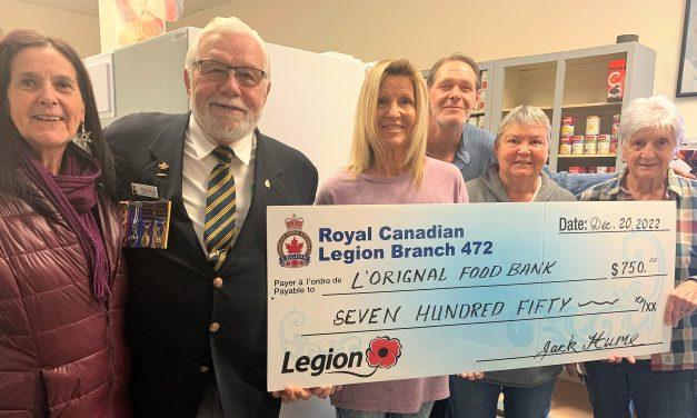 Hawkesbury Legion donates to L’Orignal Food Bank
