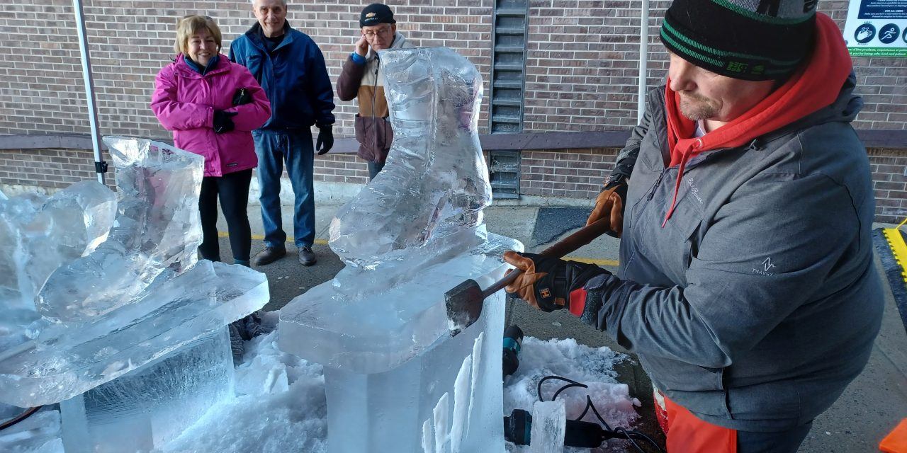 Carving creations from ice