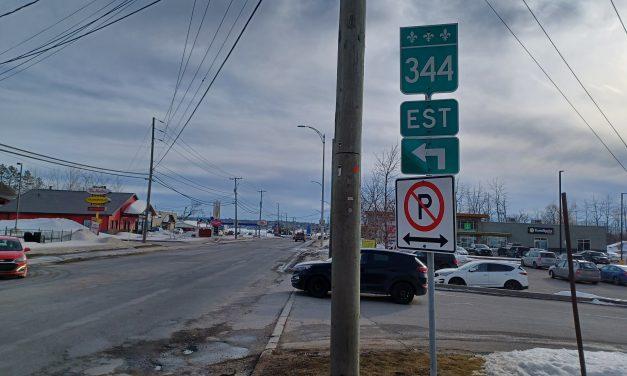 Road work detour on Route 344 near Grenville