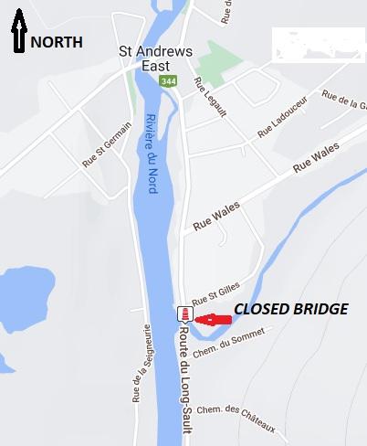 Bridge closure in Saint-André-d’Argenteuil