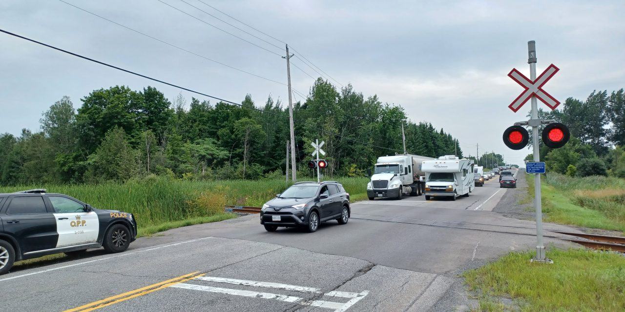 Flashing signals, but no train at Highway 34 crossing