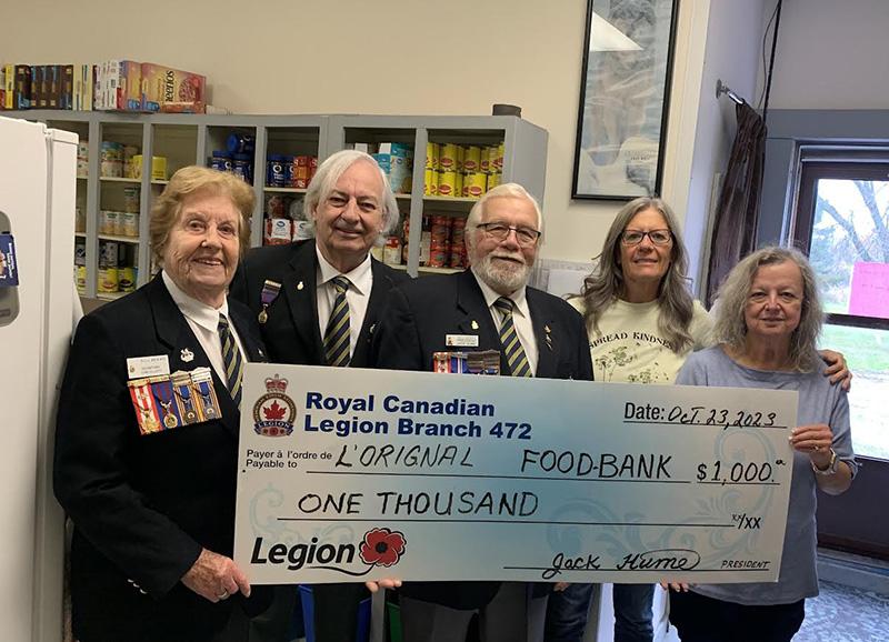 Hawkesbury Legion supports L’Orignal food bank