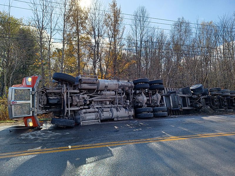 Truck flips over in Brownsburg-Chatham