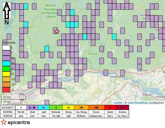 Earthquake felt in Western Québec and Eastern Ontario