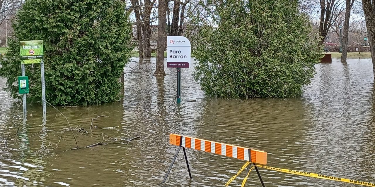 Spring floods arrive on Rivière du Nord in Lachute
